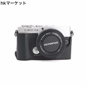 対応 Olympus オリンパス PEN PEN E-P7 EP7 銀付牛革カメラ バッグ カメラ ケース 、Koowl手作りトップクラスの本革レザーカメラハーフケ