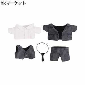 niannyyhouse 15cm人形の服 綿人形の服 スーツ 上着+ワイシャツ+ベスト+ネクタイ+ズボン 5点セット 人形ベビー服 ストライプ ぬいぐるみ 