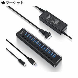 ROSONWAY USB ハブ 3.1 Gen2 10Gbps 13ポートアルミ製 72W USB HUB セルフパワー USBケーブルとType Cケーブル 付き 12V/6A ACアダプタ 