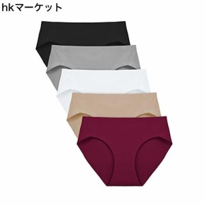 [FallSweet] 女性の見えないシームレスブリーフ 下着 レギュラーショーツ 無縫製 ミッドウエストパンツ【5枚セット】 (マルチカラー4, M)