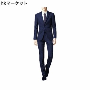 [YFFUSHI] スーツ メンズ 上下セット 二つボタン ビジネススーツ スリム 黒 グレー ネイビー 大きいサイズ S-4XL 3色