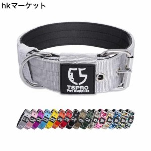 TSPRO タクティカルドッグカラー 1.5インチ幅の犬用カラー 軍用グレードの強力な犬用カラー 太い犬用カラー ヘビーデューティーメタルバ