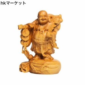 仏像 木彫り ミニ 七福神 置物 布袋 高級天然ツゲ木彫り 布袋様 風水 (高さ10cm)