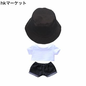 niannyyhouse ぬいぐるみ 用 20cm人形の服 帽子+Tシャツ+ズボン 3点セット 着せ替え フィッシャーマンズハット 白Tシャツ ジーンズ 人形