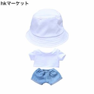 niannyyhouse ぬいぐるみ 用 20cm人形の服 帽子+Tシャツ+ズボン 3点セット 着せ替え フィッシャーマンズハット 白Tシャツ ジーンズ 人形