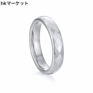 [Rockyu] ブランド タングステン 指輪 メンズ シンプル シルバーリング レディース 金指輪 多面カット指輪 男女兼用 ひし形 菱形リング 