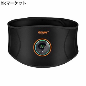 Aicomy 純正品 ems 腹筋ベルト 【ジェルシート不要 溶接技術 特許・実用新案登録】幅大 筋トレ器具 洗える 男女兼用 (ブラック)