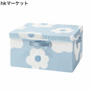 NEOVIVA 収納ボックス ふた付き 折りたたみ かわいい 収納ケース 衣類 収納 かご おしゃれ 収納バスケット 大容量 耐久性 ブルー花 M