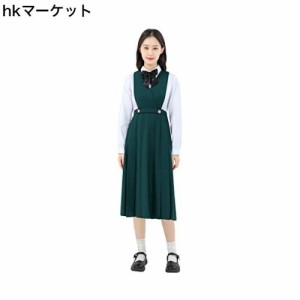 [Sharphon] ロング ジャンパースカート 80CM ハイウエスト ワンピース 学生服 制服 プリーツ スカート jk 女装