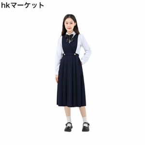 [Sharphon] ハイウエスト ジャンパースカート 80CM ロング ワンピース 学生服 制服 プリーツ スカート jk 女装