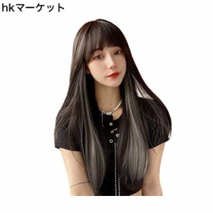 BARSDAR ウィッグ ロング ストレート かつら フルウィッグ 自然 コスプレ ぱっつん 小顔 人気 耐熱 wig 原宿系 ファッション ネット付き 