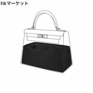 DGAZハ？ック？インハ？ックインナーバッグ 高級シルク サテン トートバッグ用 ケリー25/28/32/35Bags（ブラック、KL28）