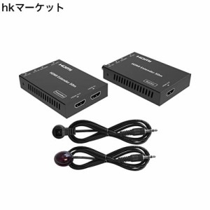 BUNGPUNG HDMI エクステンダー 経由CAT5E/6 LAN ケーブル 4K60Hz 50m延長、一方向IR伝送 自動コピーEDID パワーオーバーケーブル、18Gbps