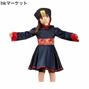 [UPENC] ハロウィン キョンシー 親子ペア お揃い 大人 女の子 子供 仮装 コスプレ レディース ワンピース 人気 お札 お化け 帽子 面白い 