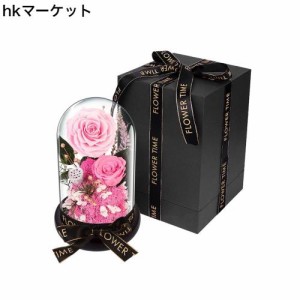 プリザーブドフラワー 可愛い バラ ローズ 薔薇 枯れない 花 メッセージカード おしゃれ ガラスドーム LEDライト付き 美しい きれい 木製