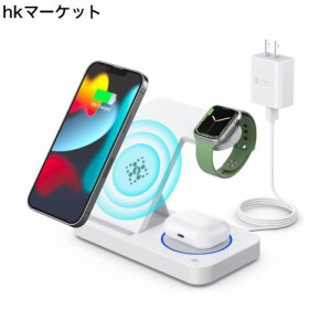 ワイヤレス充電器 apple watch 充電器 3in1 15W急速充電 USB TypeC端子 iPhone Apple Watch 同時急速充電 置くだけ充電 Apple Watchホル