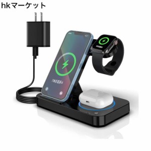 ワイヤレス充電器 apple watch 充電器 3in1 15W急速充電 USB TypeC端子 iPhone Apple Watch 同時急速充電 置くだけ充電 Apple Watchホル