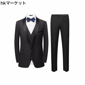 [PKTIME] メンズスーツ スリーピーススーツ（コート、ベスト、パンツ） ブラック XXXXL コード