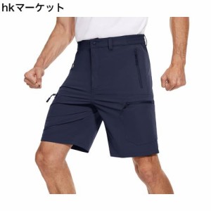 ハーフパンツ 大きいサイズ 半ズボン ストレッチ ゴルフ 短パン メンズ 夏 カーゴ ショーツ 速乾 ショートパンツ 紺 ネイビー XL