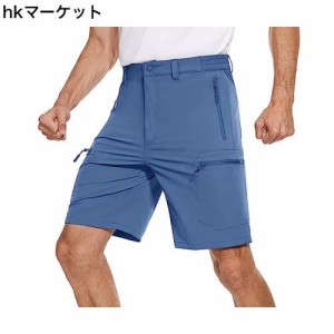 5分丈パンツ 登山 釣り ハーフパンツ 作業着 ストレッチ 夏用ズボン 速乾 半パン ゴルフウェア ショートパンツ ブルー XL