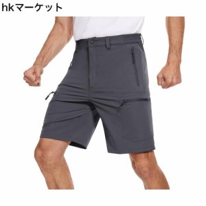 ハーフパンツ メンズ 5分丈パンツ 速乾 アウトドア ショートパンツ サイクル 半ズボン 薄手 夏用 短パン ダークグレー 2XL