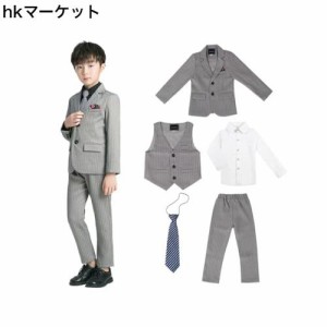 [WEEN CHARM] 男の子 スーツ キッズ フォーマル 子供 ボーイズ フォーマルスーツ ストライプ セットアップ 5ピース 長袖 紳士服 発表会 