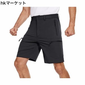 ショートパンツ ゴルフ ハーフパンツ クライミング 短パン 速乾 釣り用 半ズボン カーゴパンツ ストレッチ 黒 ブラック M