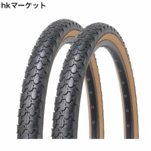 MOHEGIA 2本セット 自転車タイヤ: 26 x 2.125インチ 折り畳み式 交換用タイヤ 自転車タイヤ ビーチクルーザーバイク用 - ブラウン サイド