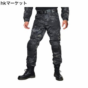 [FICUHGOC] メンズ アウトドア タクティカル パンツ 作業着 多機能 カーゴパンツ ロング 迷彩服 戦闘服 登山 ズボン ニーパッド付き（CB