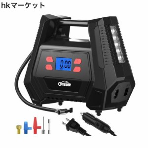 Oasser 空気入れ 電動エアコンプレッサー AC100v DCの2種電源対応 家庭用電源 DC12V電源 最大圧力150PSI 22mmシリンダー 自転車用 空気入