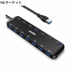 atolla USB ハブ 7ポート USB3.0ハブ 100cmケーブル 個別スイッチ USB hub ウルトラスリム USB拡張 5Gbps超高速転送 Windows/Linux/Mac O