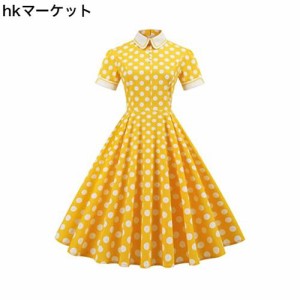 [ドレステル] ワンピース レディース ドットワンピース ロカビリーワンピース 1950s レトロ Aライン パーティー 結婚式 フォーマル カジ