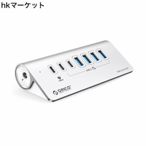 ORICO USB ハブ USB3.0 7ポート 60WPD充電 10Gbps高速転送 24V/3A ACアダプタ付き セルフパワー/バスパワー両対応 50cmケーブルと変換ア