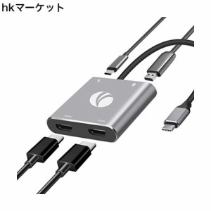 VCOM USB ハブ Type c HDMI 2ポート4-in-1 変換アダプター【 HDMI+HDMI 】hdmi分配 4K@60デュアル MST支持 Thunderbolt 3 対応 100W急速P