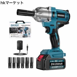 BAIXEE 電動インパクトレンチ 21V 4.0Ahバッテリー一個付き 1/2”インパクトレンチ 850N.m 充電式 コードレス 強力ブラシレスモーター 無