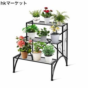 TANGKULA ガーデンラック フラワースタンド 3段 鉄 プランタースタンド 盆栽棚 植物棚 園芸ラック 花台 鉢植え スタンド 多機能収納ラッ