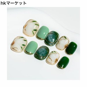 Sun＆Beam Nails 手作り ネイルチップ ショート 短め 緑 みどり ラウンド つけ爪 ネイル キラキラ 人気 おしゃれ かわいい デザイン 貼る