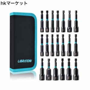 LIBRATON インパクトソケットセット 20本組 インパクトドライバー 電動ドリルソケット インパクトドリルドライバービットセット 1/4” 収