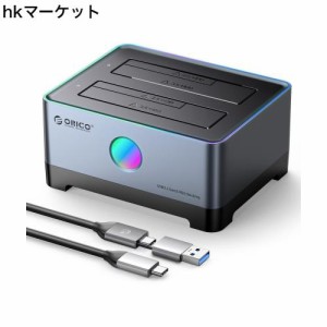 ORICO HDDスタンド RGB USB 3.1 to SATA HDDドッキングステーション アルミ合金製 外付け HDDケース 2.5/3.5インチ HDD SDD用 10Gbps デ