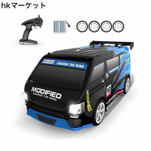 Carox ドリフト ラジコンカー 1/14スケール 4WD ミニバンドリフトカー 高速走行25km/h 3種類のライトモード 充電式バッテリー2個付き 子