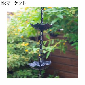 夢の行 レインチェーン 傘の桶 13個 ブラック 260cm 雨どい部品 雨樋 インストールが簡単です アースくぎ ブラケットとフックを含む