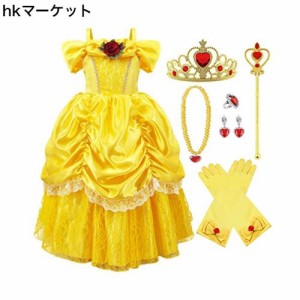 [TYHTYM] プリンセスドレス 子供用 ベルドレス キッズ （ドレス＋ティアラなど） 豪華7点セット 100-140cm キッズコスチューム コスプレ 