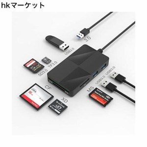 USB 3.0 メモリーカードリーダー,XD/SD/CF/Micro SD/MS+3 USB 3.0, 8-in-1 cfカードリーダー, サポート5枚のカードをに読み取るCF SD XD 