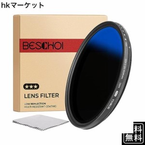 Beschoi 55mm MRC 可変NDフィルター ND2-ND400 中性濃度 調整可能 NDフィルター (0.3-2.7、1-9ストップ) 多層コーティング 光学ガラス 防