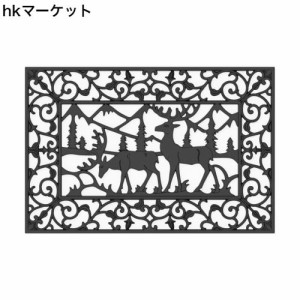 SICHENGDA 玄関マット 屋外 泥落とし エントランスラバーマット おしゃれ 洗いやすい (ブラック鹿柄, 600*400ｍｍ)