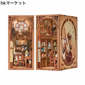 CuteBee Booknook ミニチュア ドールハウス キット 音楽テーマ ブックスタンド 本棚の装飾品 ドールハウス DIYクラフト 手作り木製ギフト