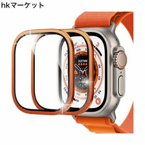 Miimall Apple Watch Ultra 49mm対応【チタン材質枠＆ ガラスフィルム一体型】2枚チタンフィルム 全新デザイン 液晶保護フィルム Apple W