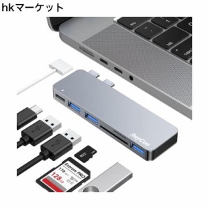 RayCue Macbook ハブ M1 M2 Macbook Air ハブ Macbook Pro ハブ 適応 USB Type C ハブ 6-IN-2 USB-C ハブ PD充電ポート USB3.0ポート SD/