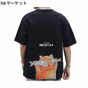 [Easykode] Tシャツ メンズ 半袖 夏服 かわいい トップス 猫 ティーシャツ 人気 服 バックプリント tshirt はんそで ティシャツ 大きいサ