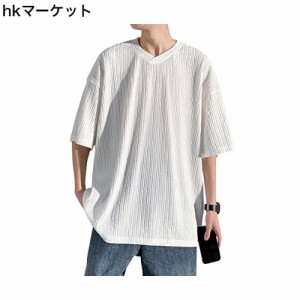 [Easykode] 半袖tシャツ メンズ 夏服 涼しい ティーシャツ 楊柳クレープ 加工シワ てぃーしゃつ ファッション 服 vネック tshirt men 大